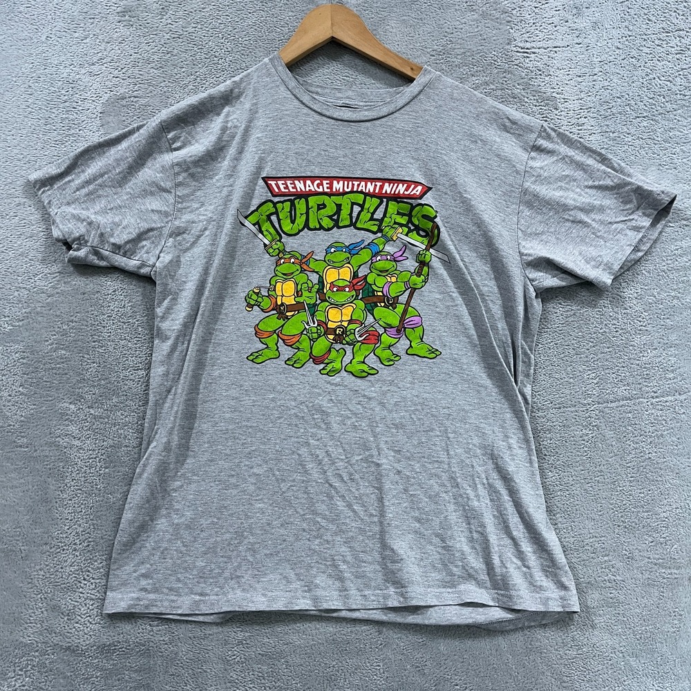Nickelodeon T-Shirt Mens Large Gray Teenage Mutant Ninja Turtles Pullover Tee